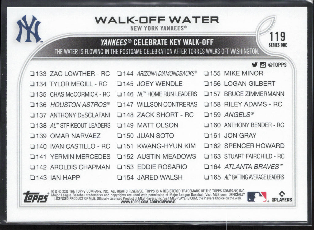 2022 Topps #119 Walk-Off Water