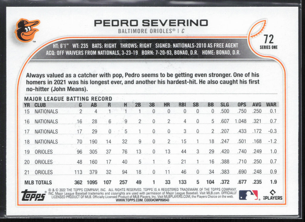 2022 Topps #72 Pedro Severino