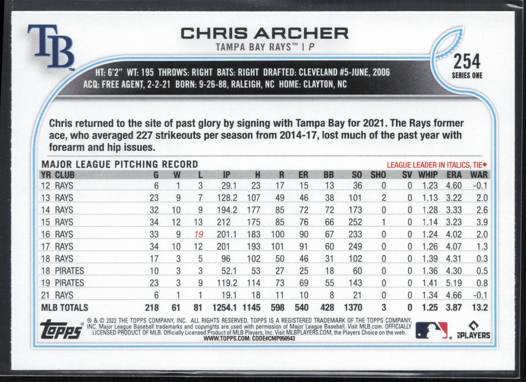 2022 Topps #254 Chris Archer