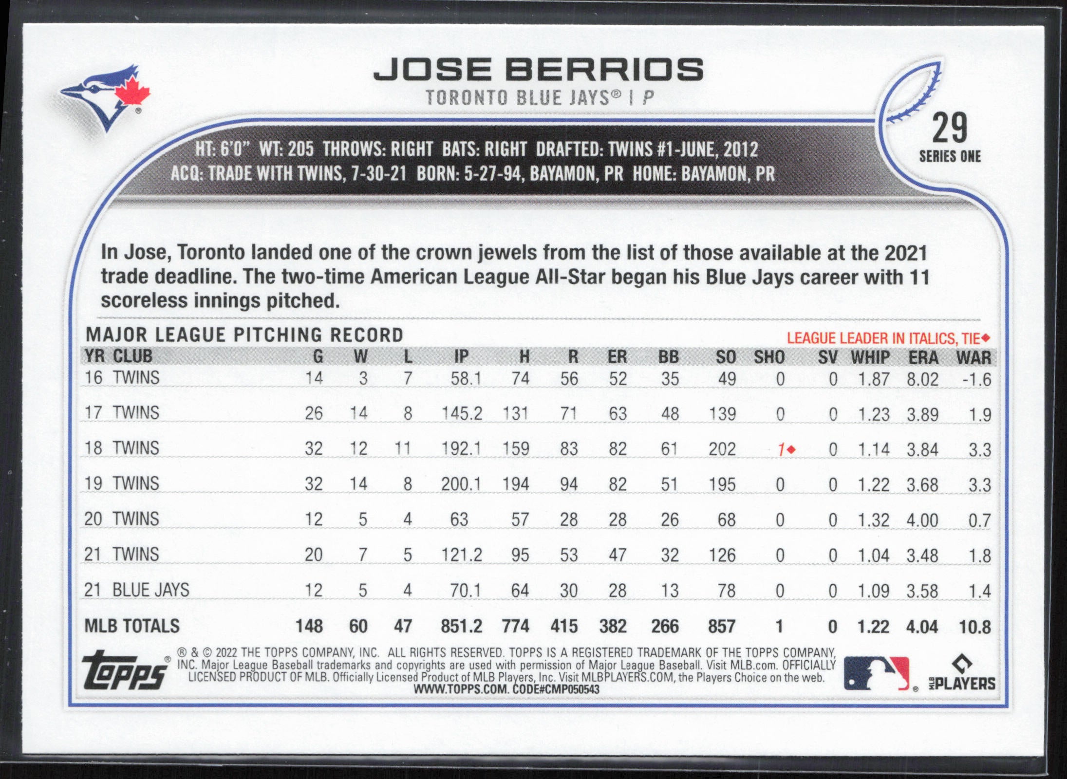 2022 Topps #29 Jose Berrios