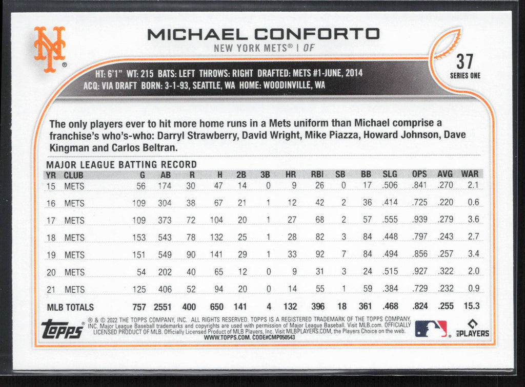 2022 Topps #37 Michael Conforto