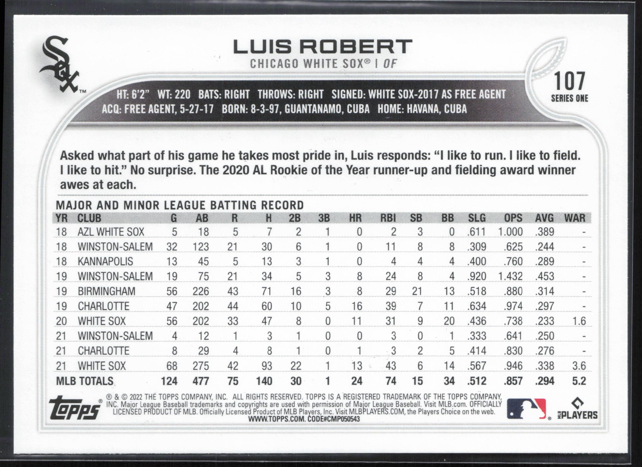 2022 Topps #107 Luis Robert