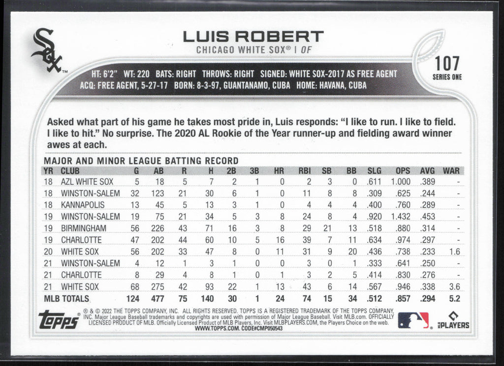 2022 Topps #107 Luis Robert