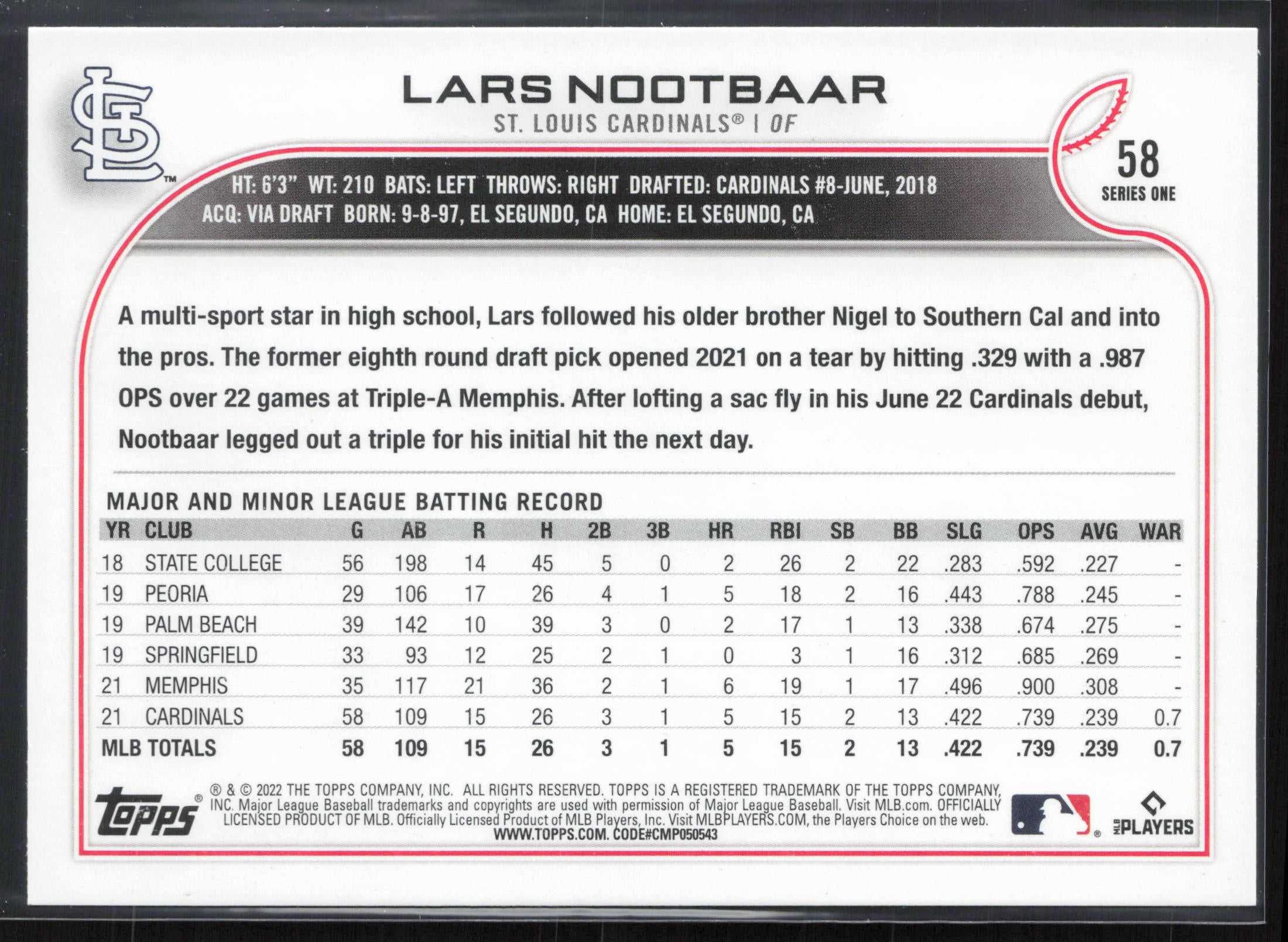 2022 Topps #58b Lars Nootbaar
