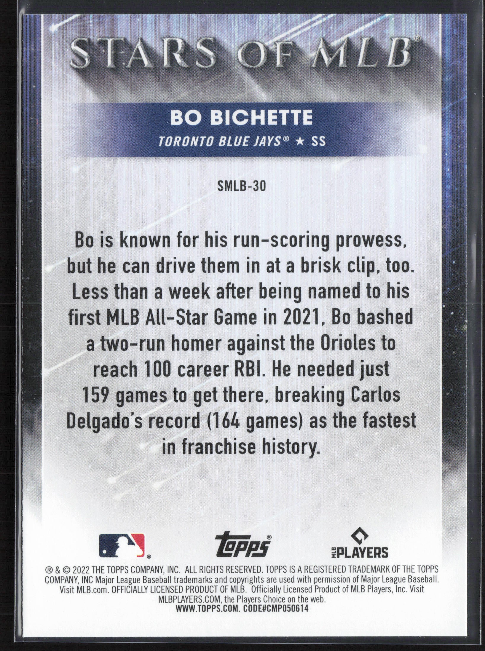 2022 Topps #SMLB-30 Bo Bichette Stars of MLB