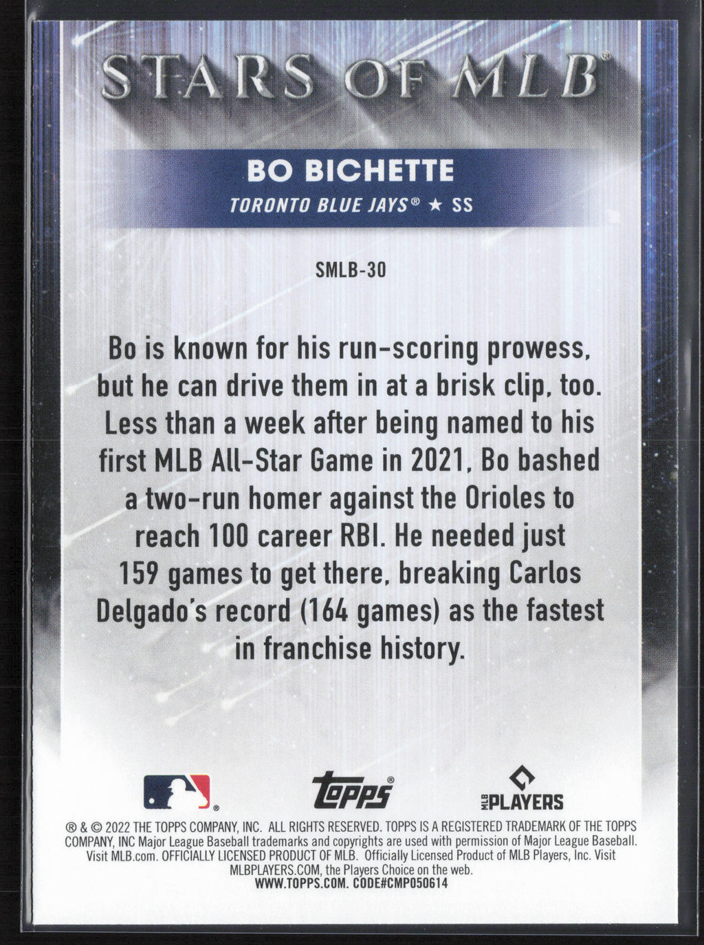 2022 Topps #SMLB-30 Bo Bichette Stars of MLB