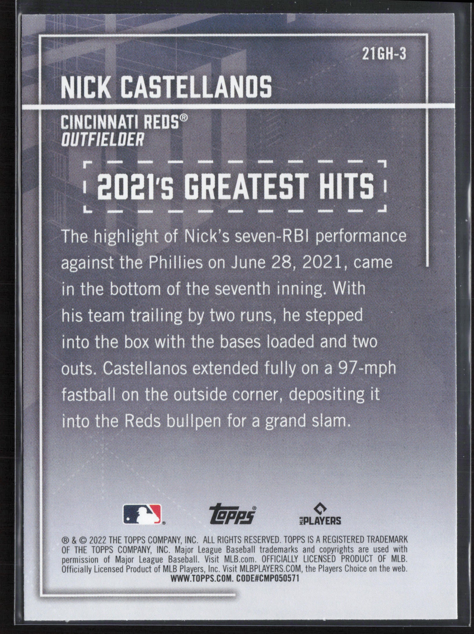 2022 Topps #21GH-3 Nick Castellanos 2021's Greatest Hits