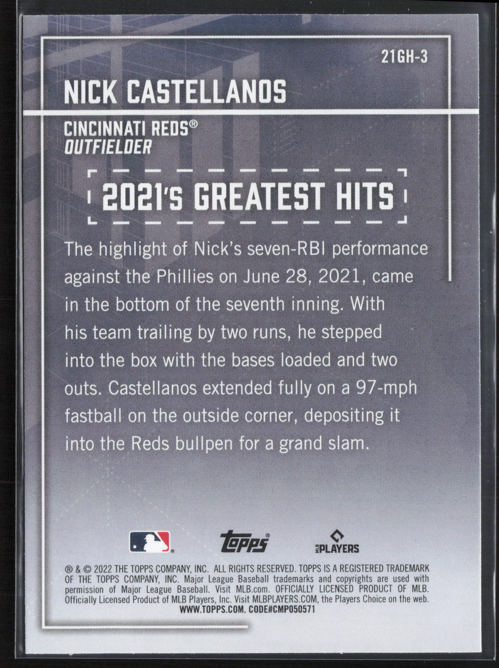 2022 Topps #21GH-3 Nick Castellanos 2021's Greatest Hits