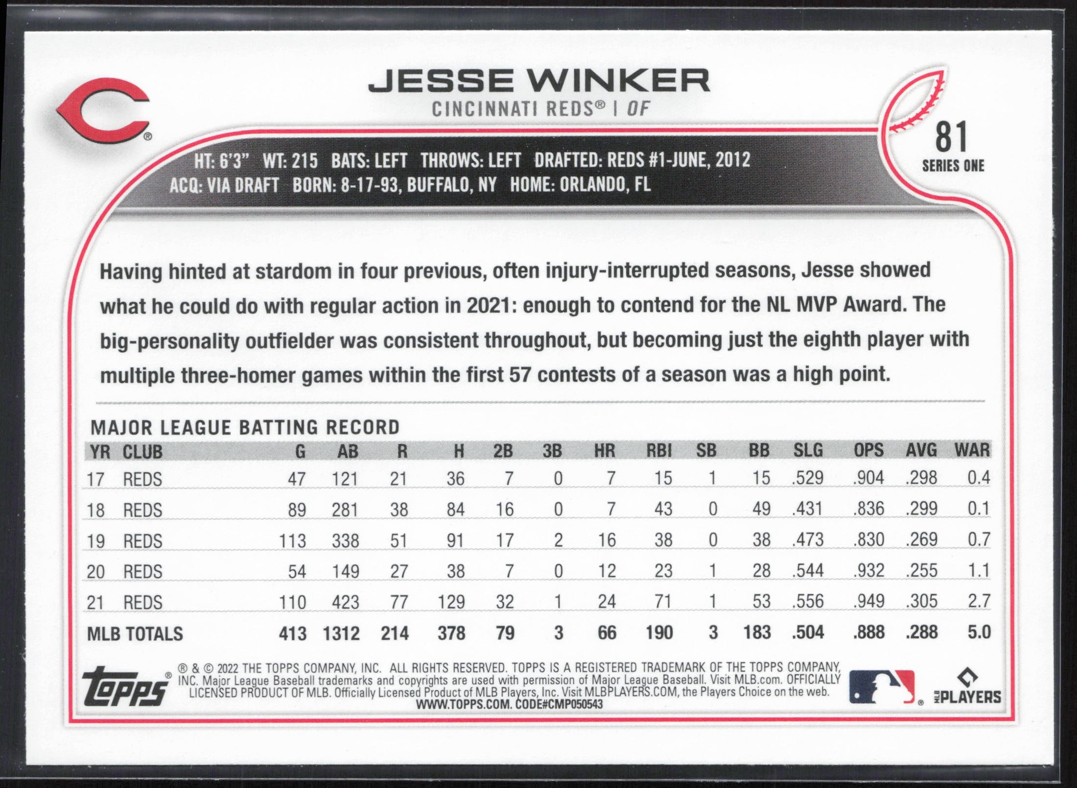 2022 Topps #81 Jesse Winker