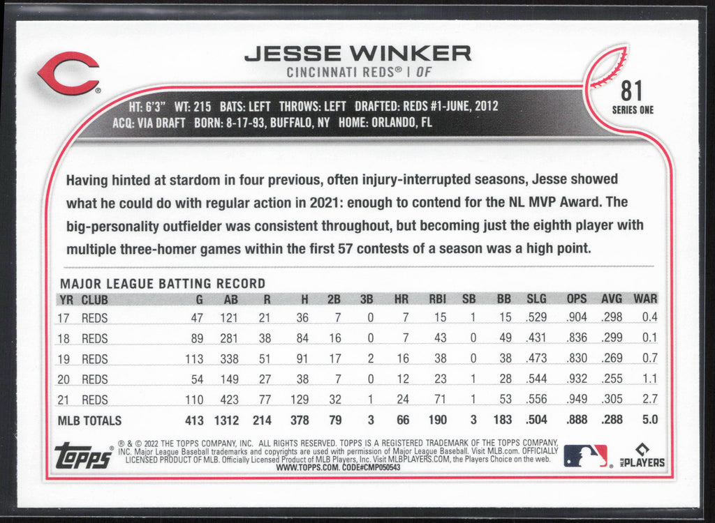2022 Topps #81 Jesse Winker