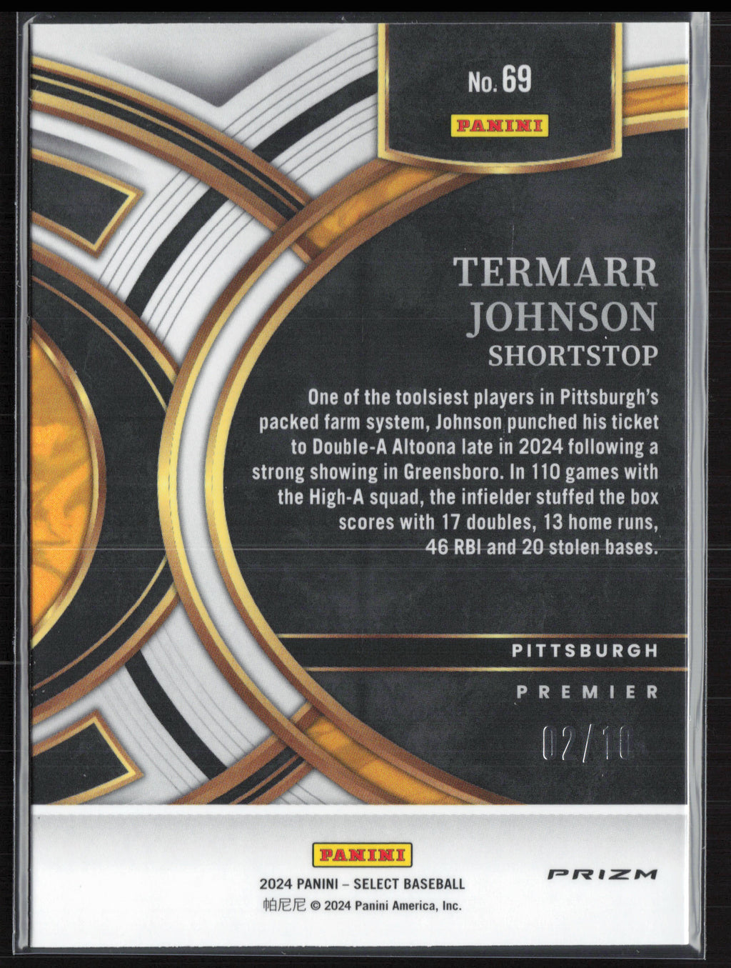 2024 Panini Select #69 Termarr Johnson Gold Flash Prizms #/10