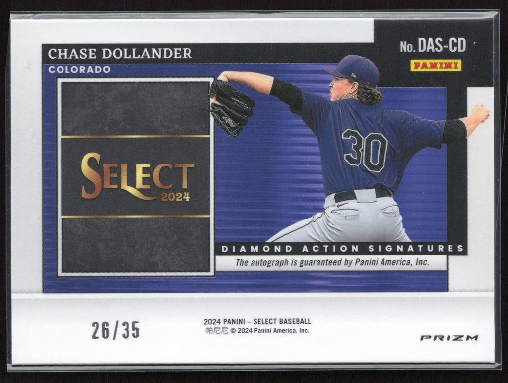 2024 Panini Select #DAS-CD Chase Dollander Diamond Action Purple Prizms #/35
