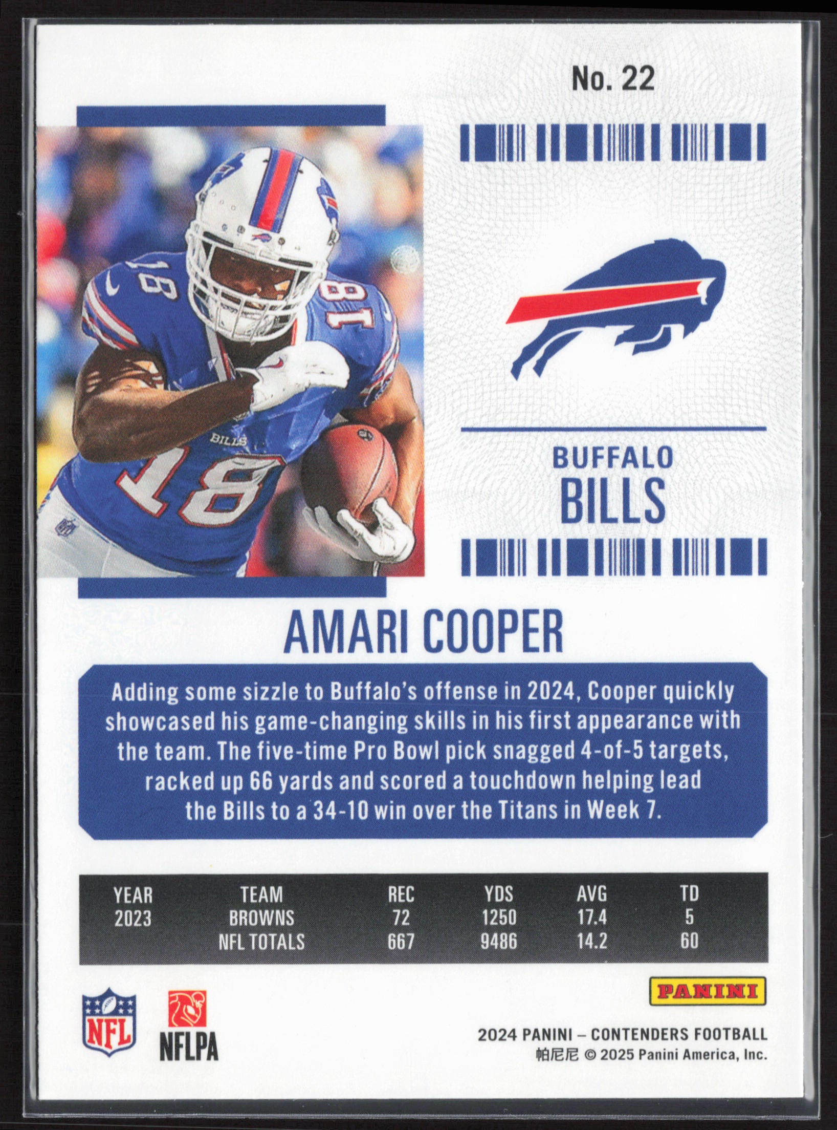 2024 Panini Contenders #22 Amari Cooper Season Ticket Retail