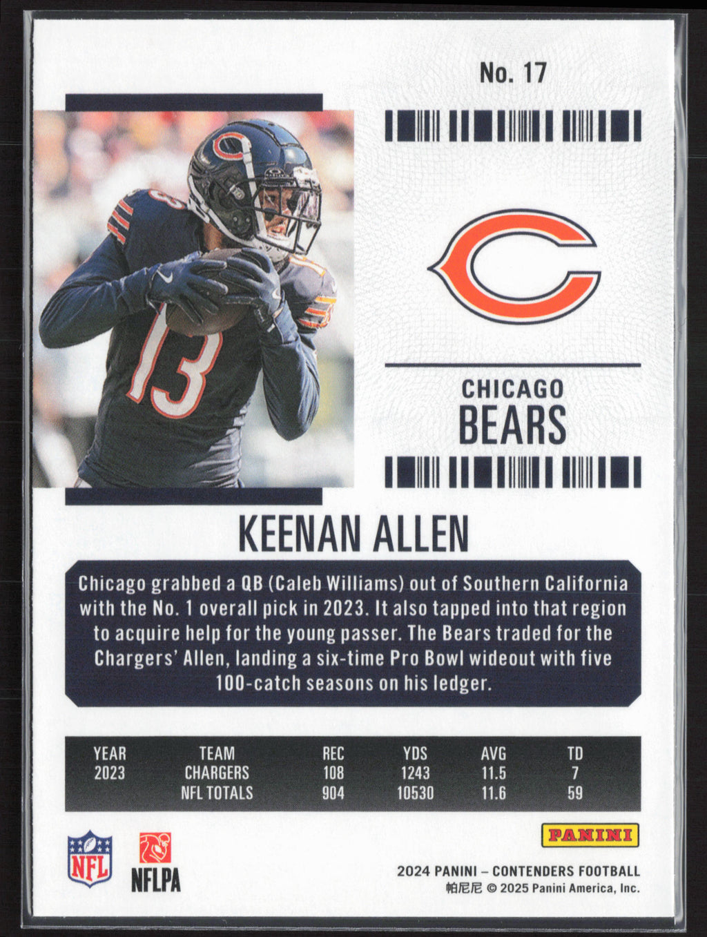 2024 Panini Contenders #17 Keenan Allen Season Ticket Retail