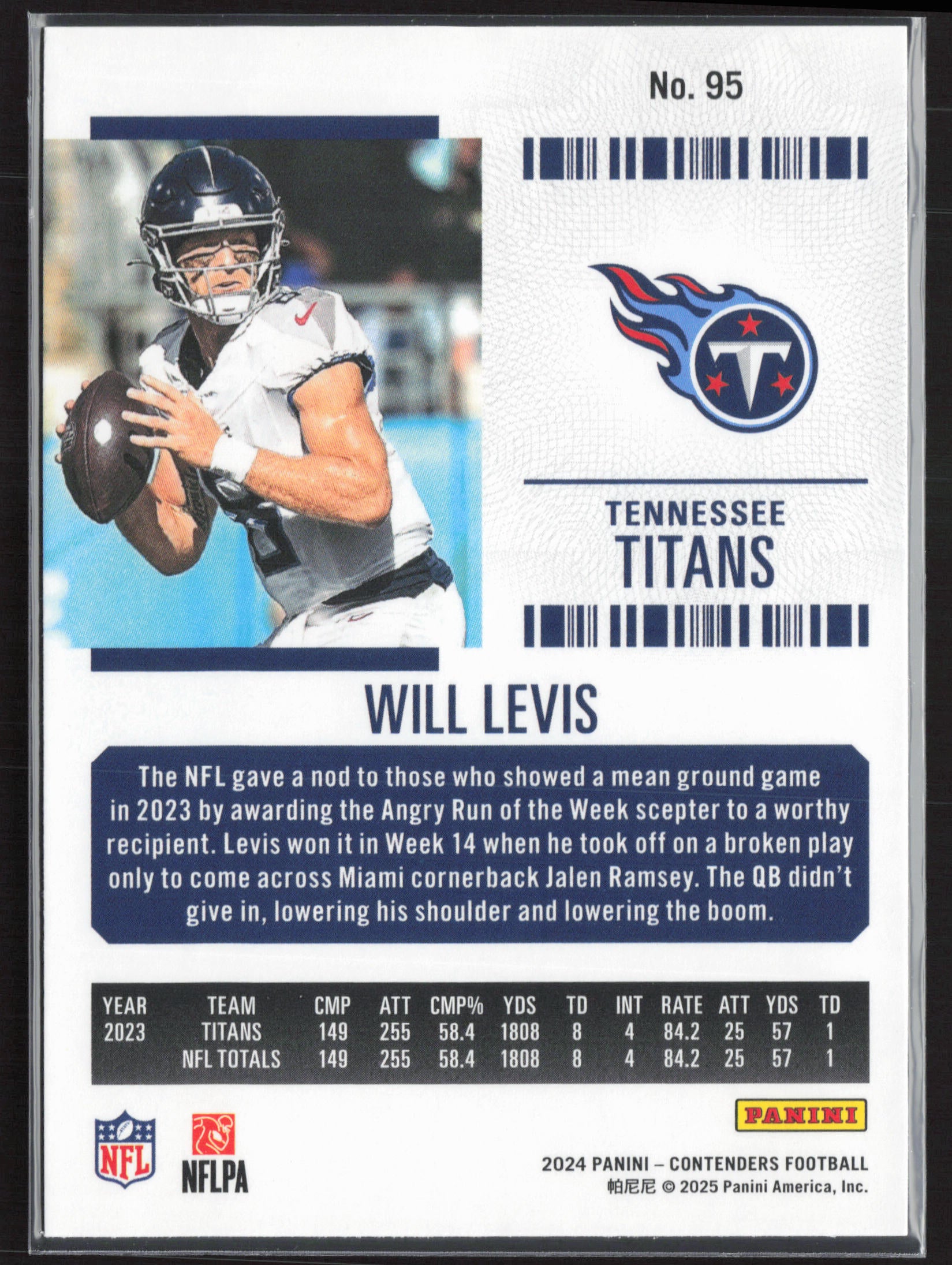 2024 Panini Contenders #95 Will Levis Season Ticket Retail