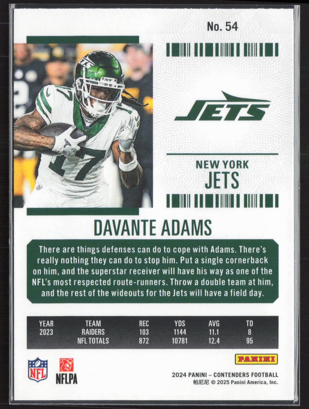 2024 Panini Contenders #54 Davante Adams Season Ticket Retail