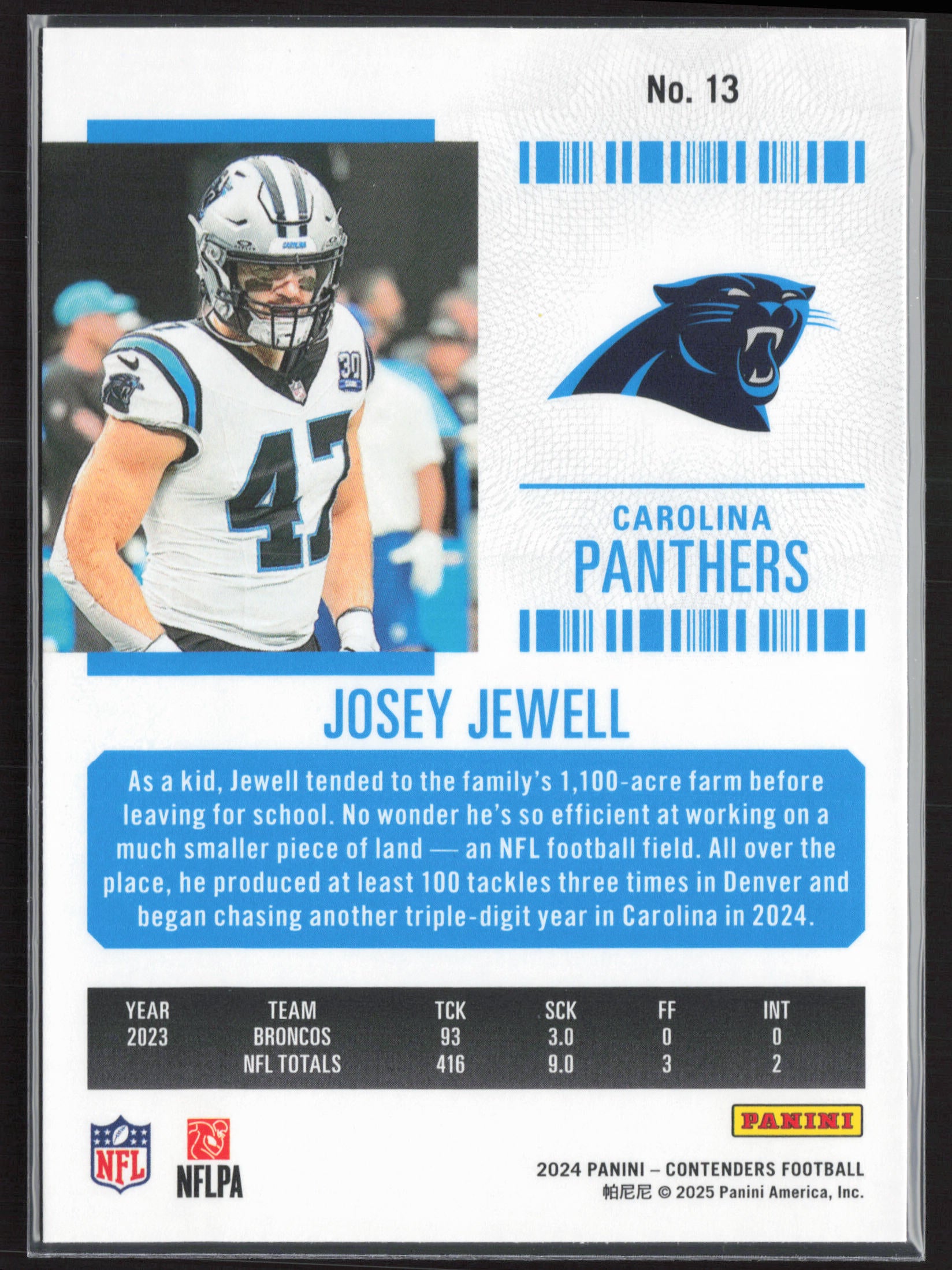 2024 Panini Contenders #13 Josey Jewell Season Ticket Retail