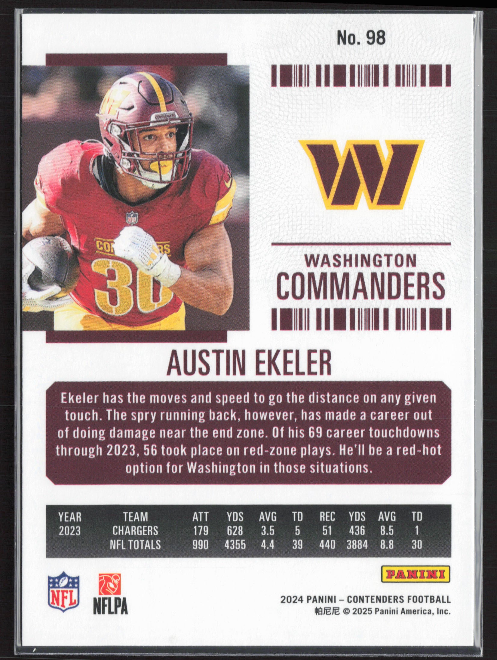 2024 Panini Contenders #98 Austin Ekeler Season Ticket Retail