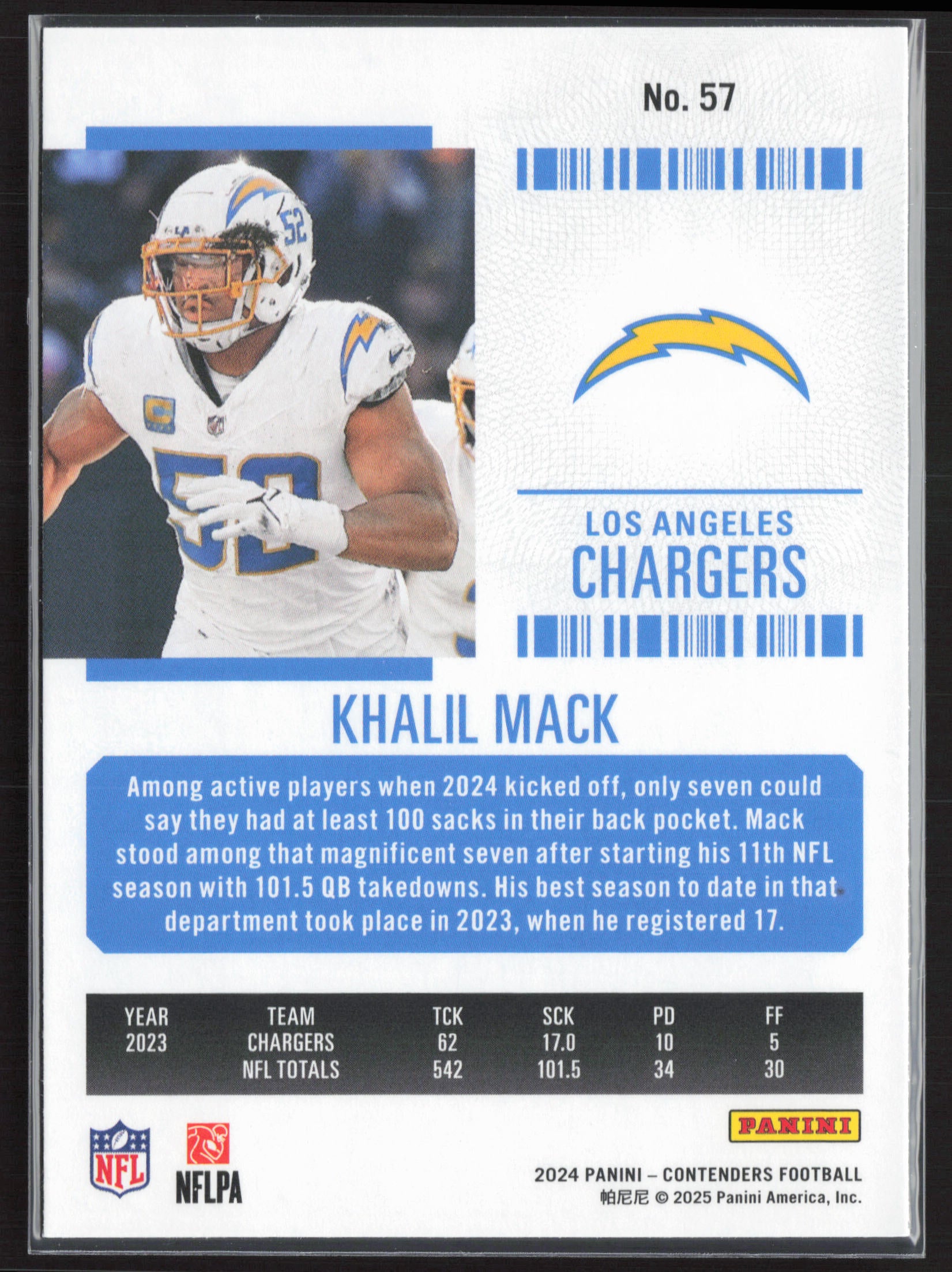 2024 Panini Contenders #57 Khalil Mack Season Ticket Retail