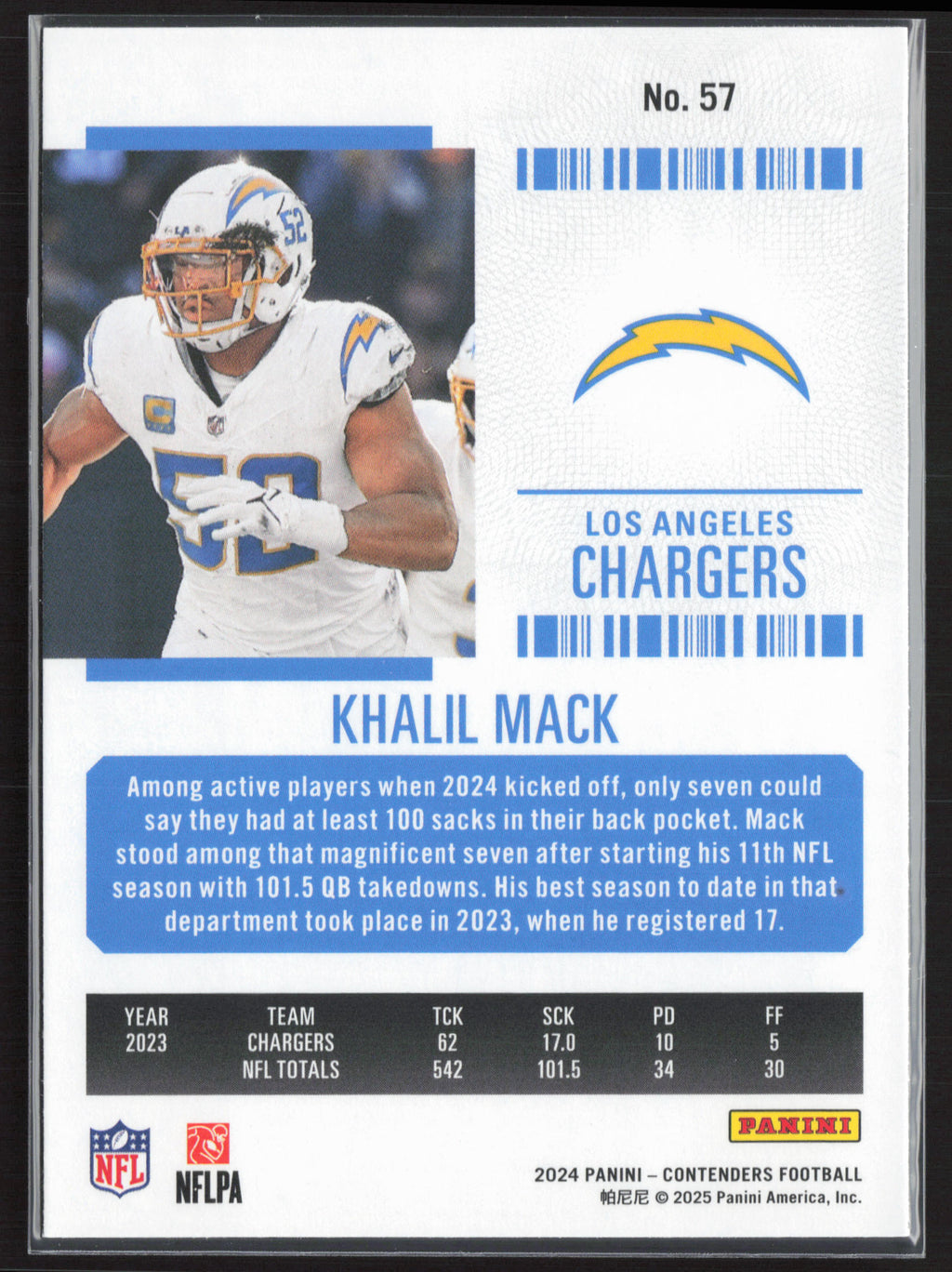 2024 Panini Contenders #57 Khalil Mack Season Ticket Retail