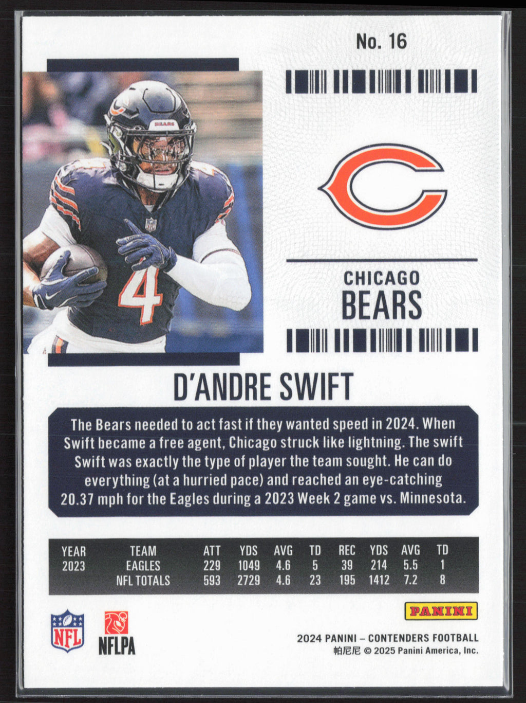 2024 Panini Contenders #16 D'Andre Swift Season Ticket Retail