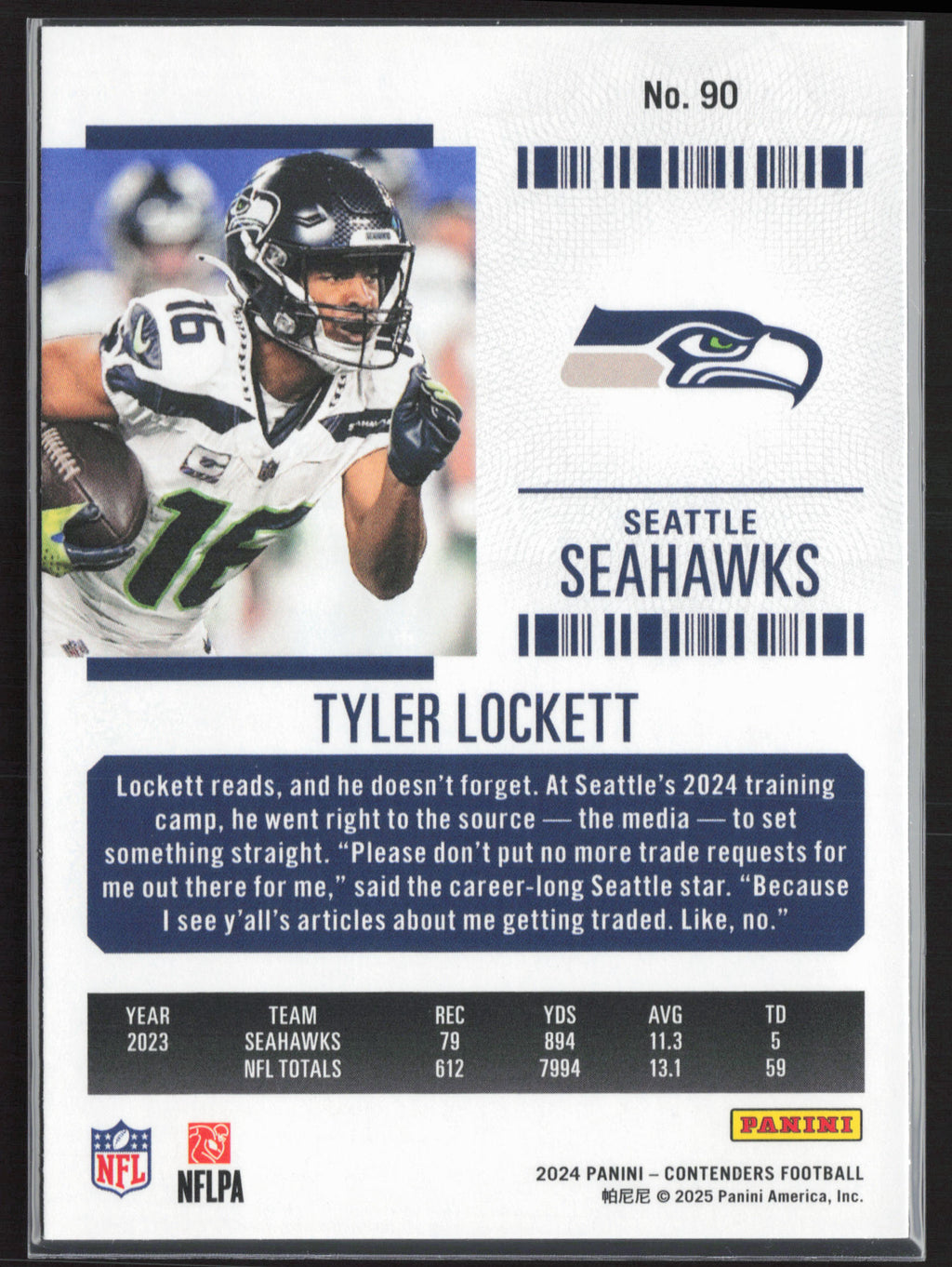 2024 Panini Contenders #90 Tyler Lockett Season Ticket Retail