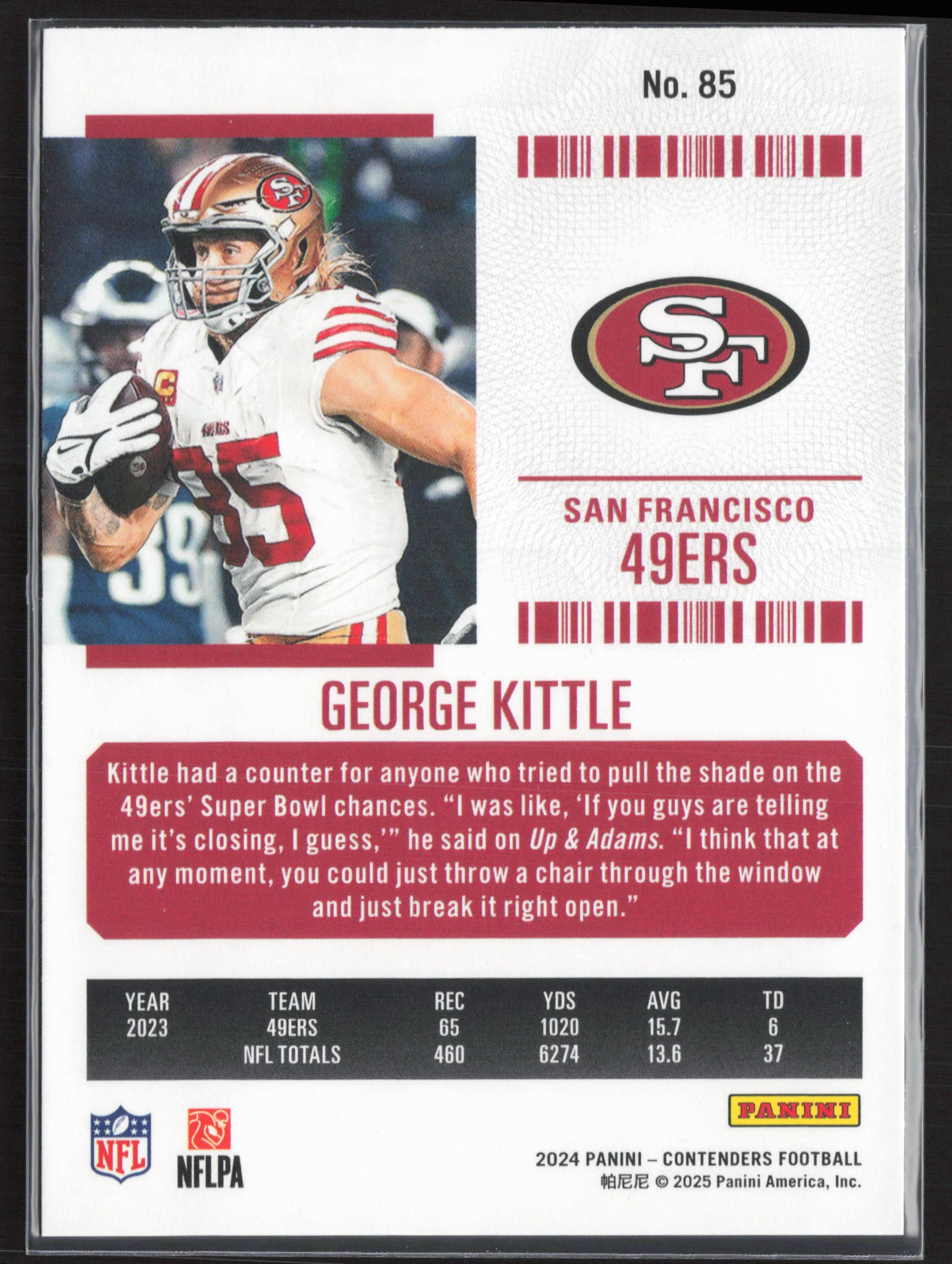 2024 Panini Contenders #85 George Kittle Season Ticket Retail