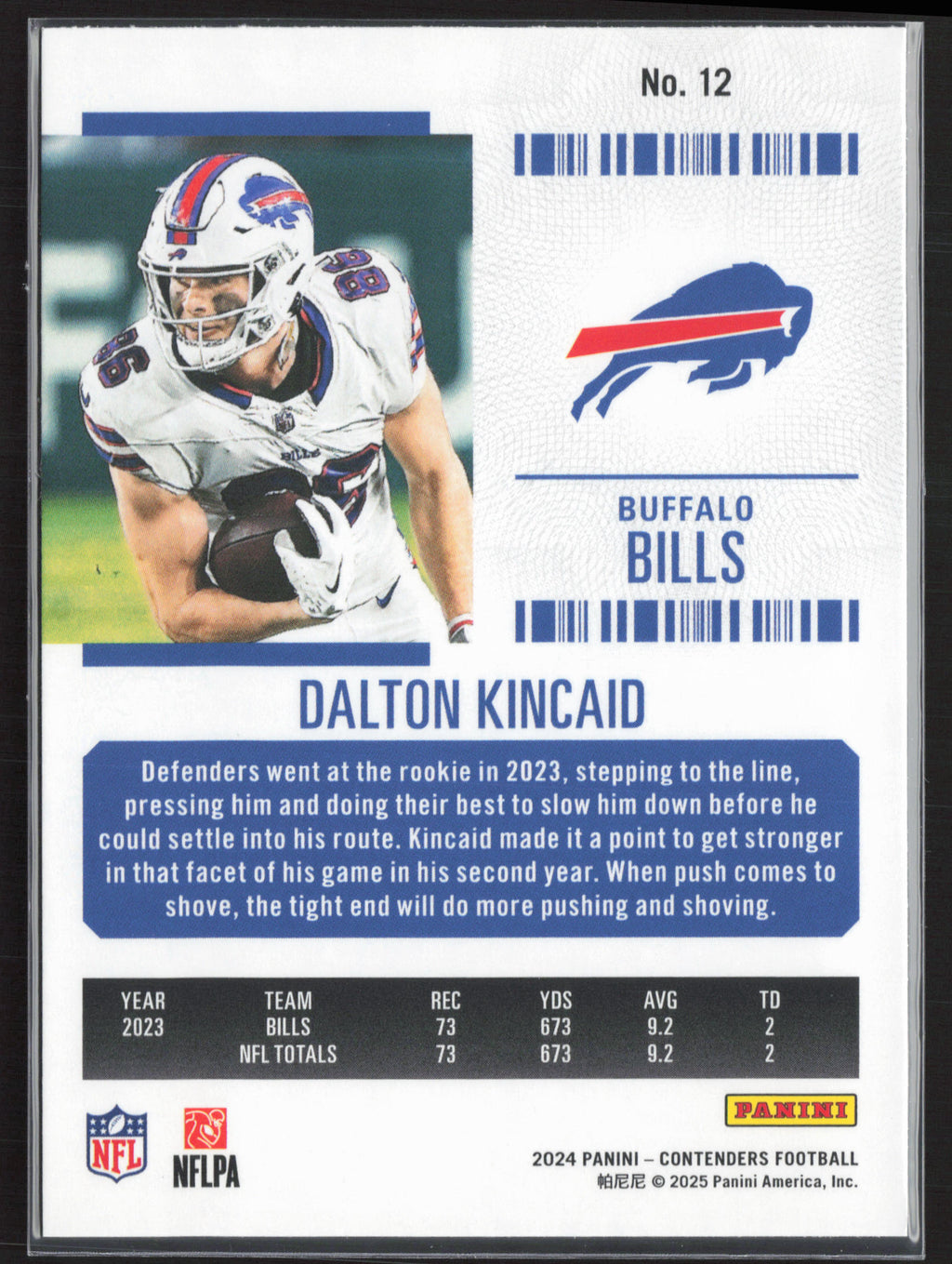 2024 Panini Contenders #12 Dalton Kincaid Season Ticket Retail