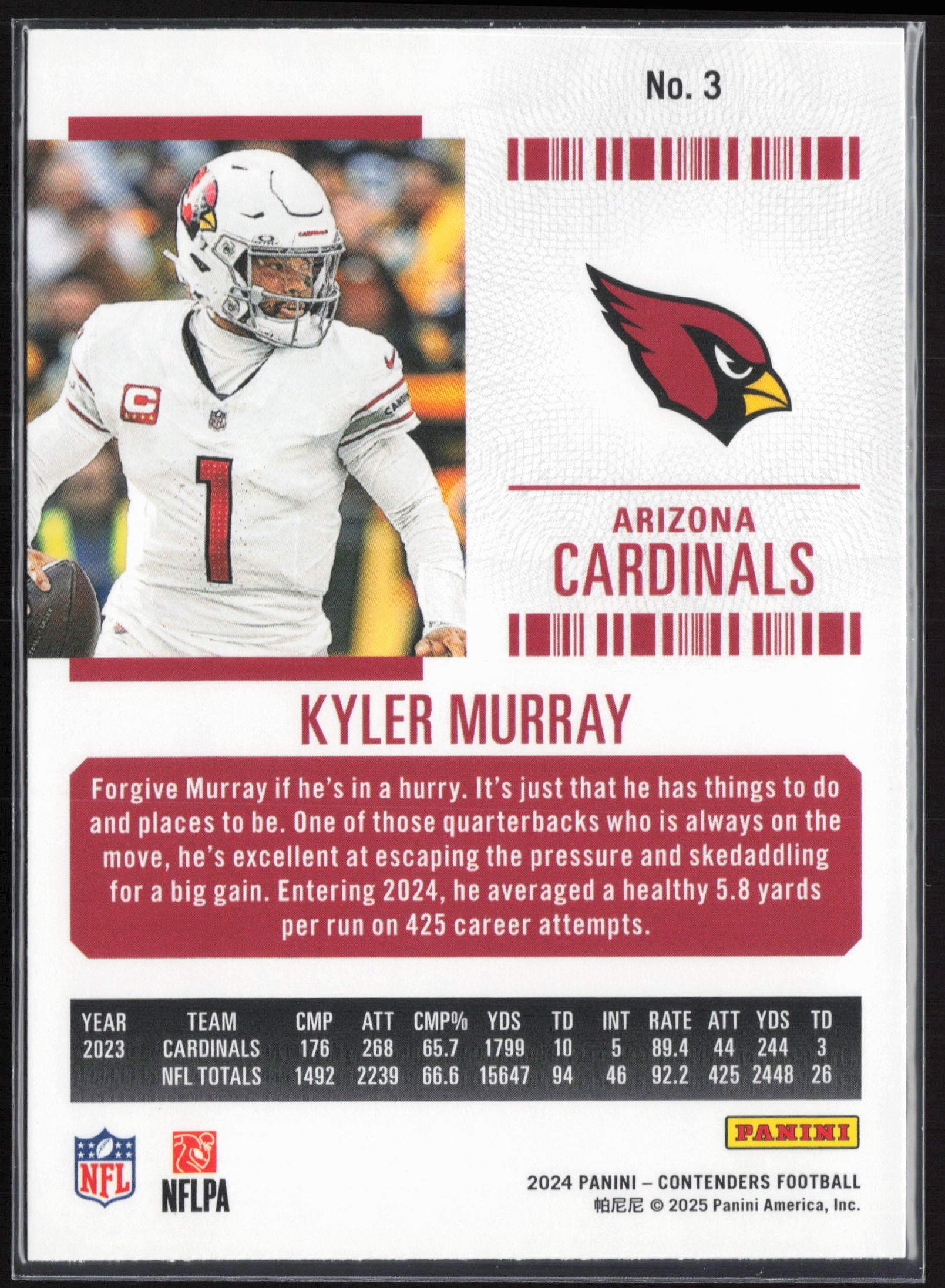 2024 Panini Contenders #3 Kyler Murray Season Ticket Retail