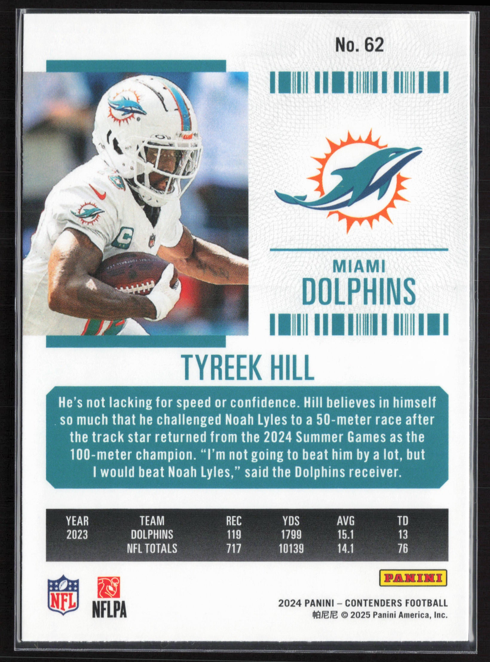 2024 Panini Contenders #62 Tyreek Hill Season Ticket Retail