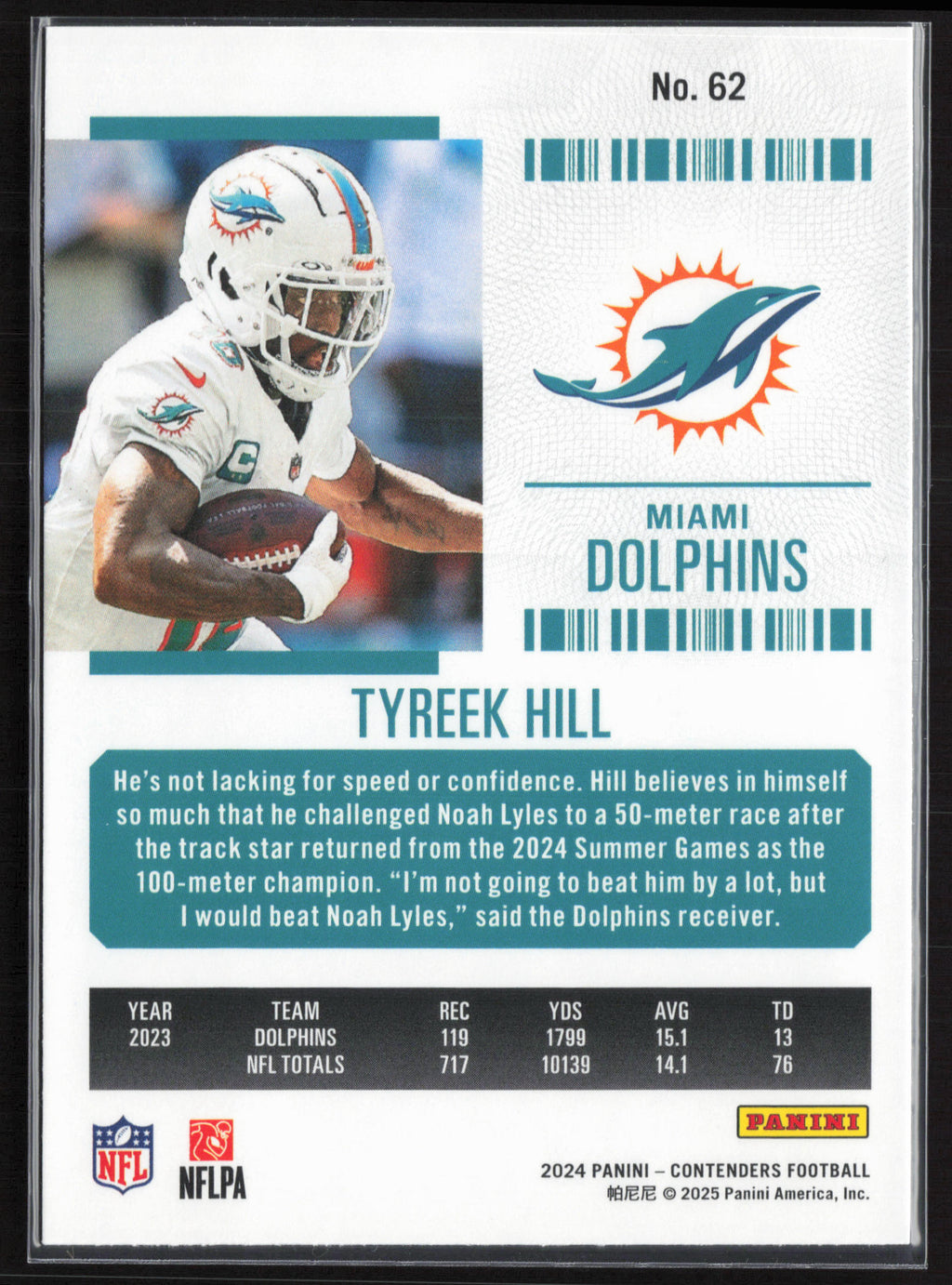 2024 Panini Contenders #62 Tyreek Hill Season Ticket Retail