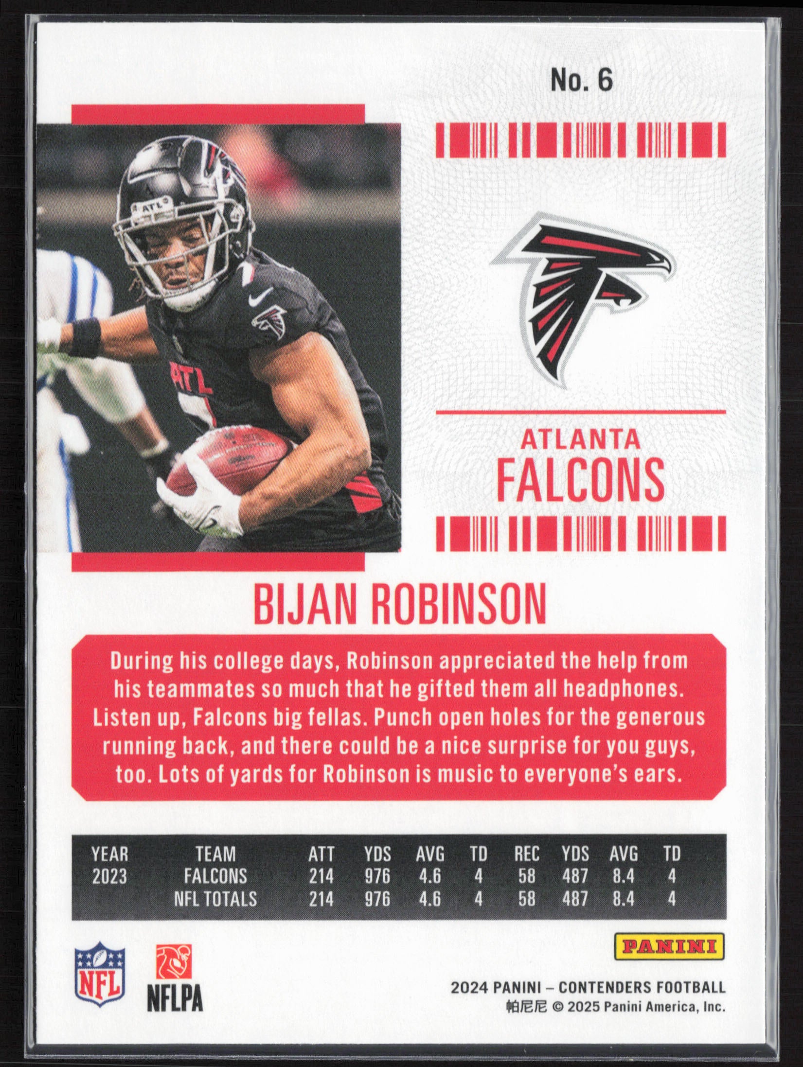 2024 Panini Contenders #6 Bijan Robinson Season Ticket Retail
