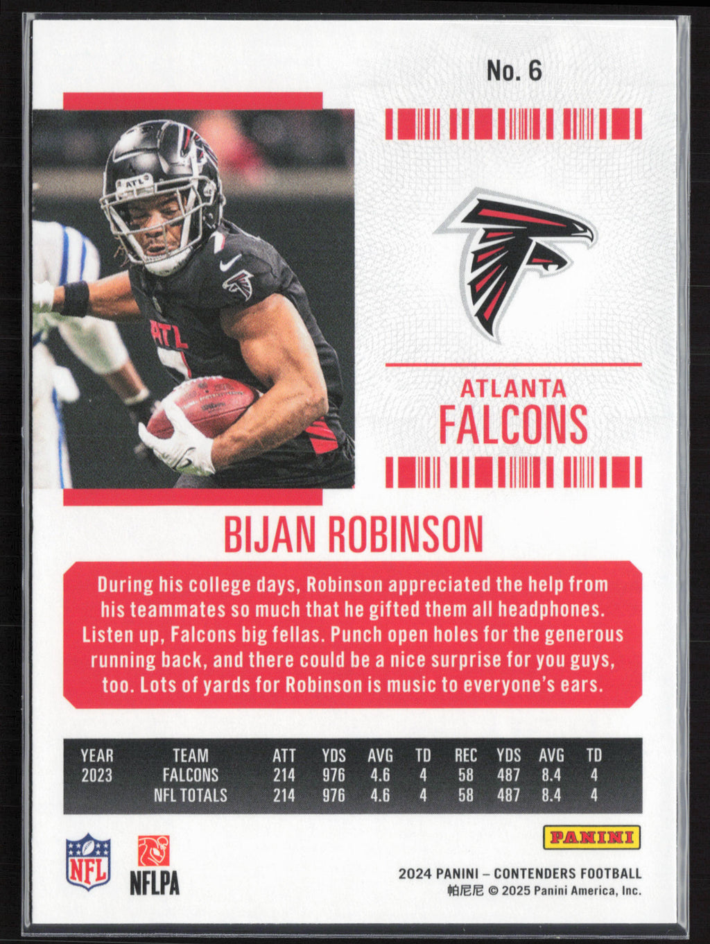 2024 Panini Contenders #6 Bijan Robinson Season Ticket Retail