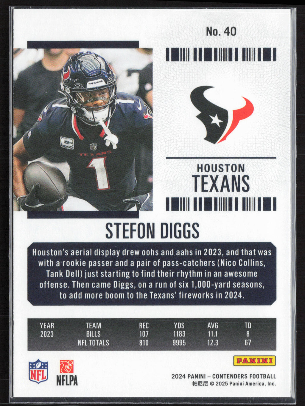 2024 Panini Contenders #40 Stefon Diggs Season Ticket Retail