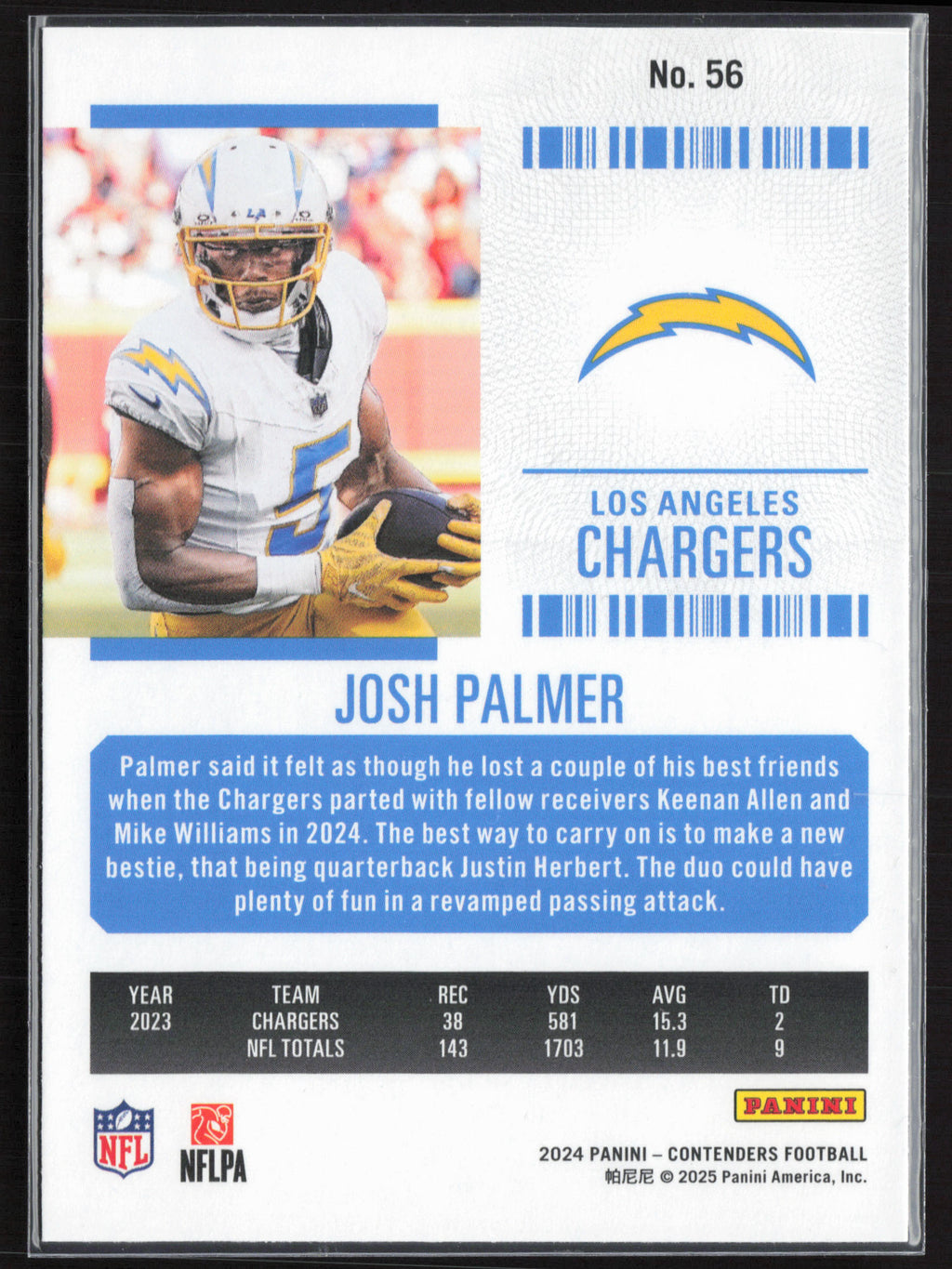2024 Panini Contenders #56 Josh Palmer Season Ticket Retail