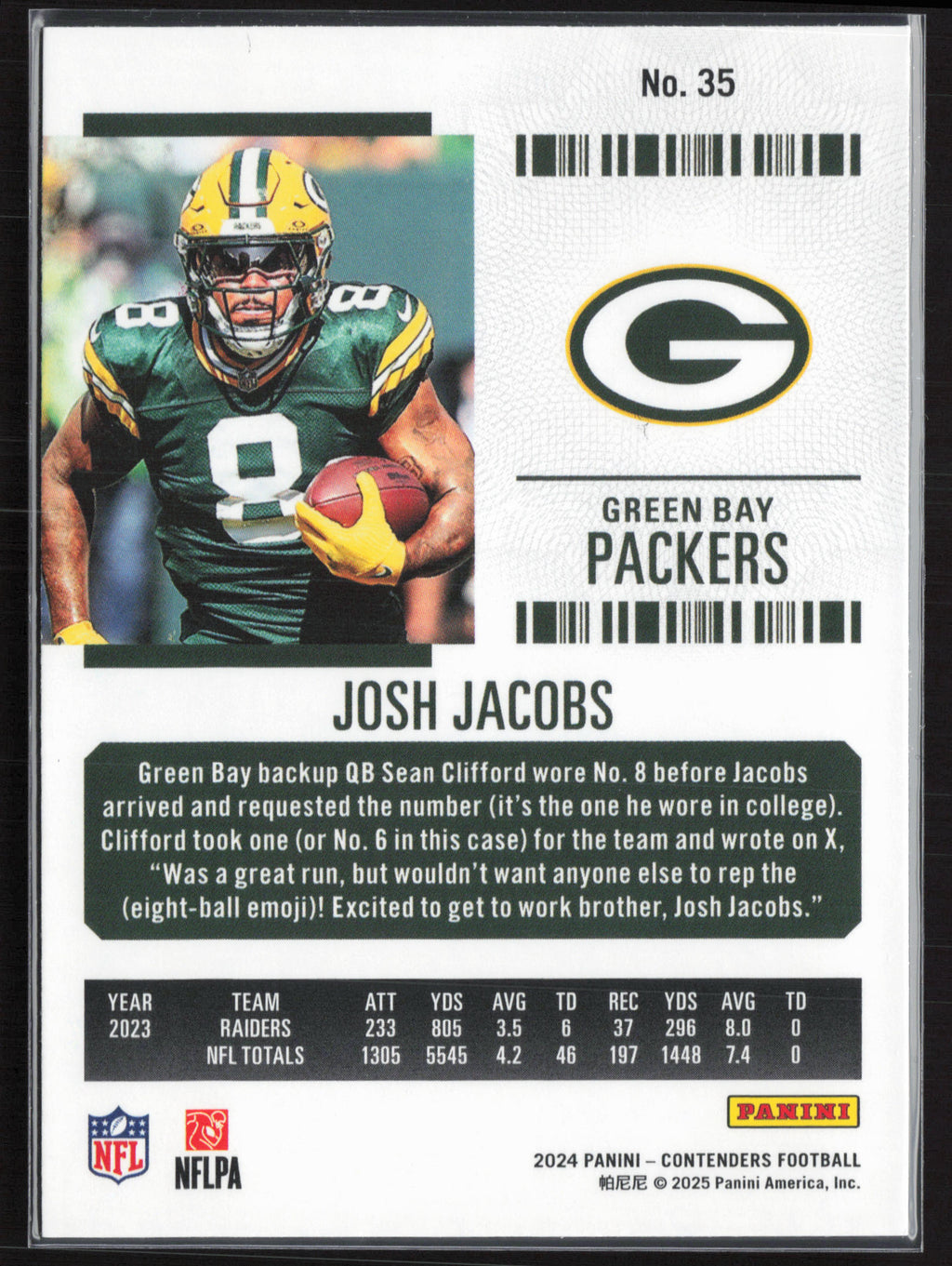 2024 Panini Contenders #35 Josh Jacobs Season Ticket Retail