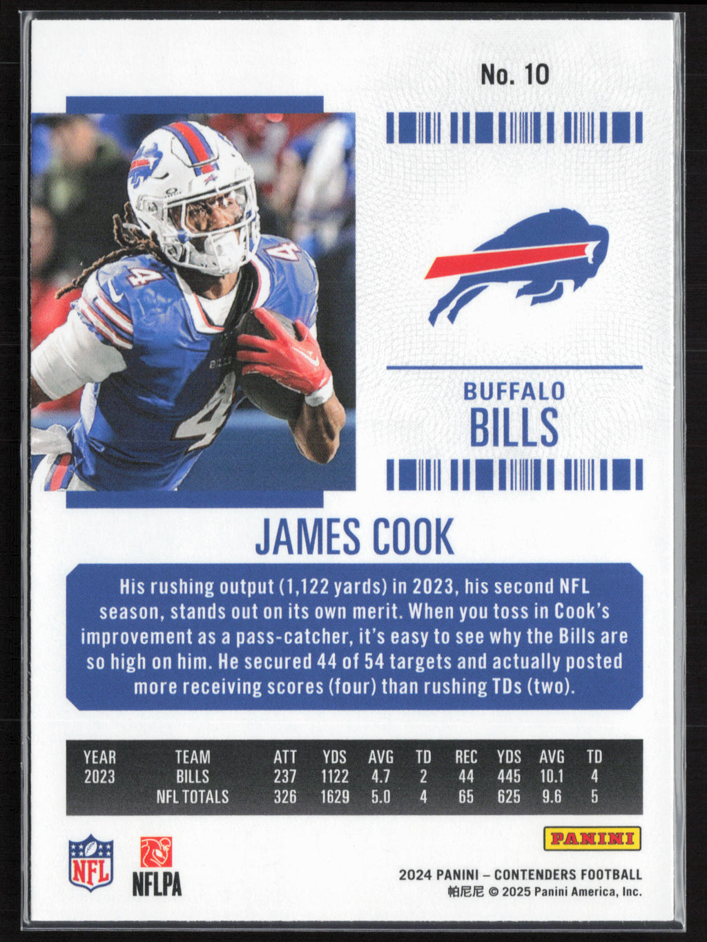 2024 Panini Contenders #10 James Cook Season Ticket Retail