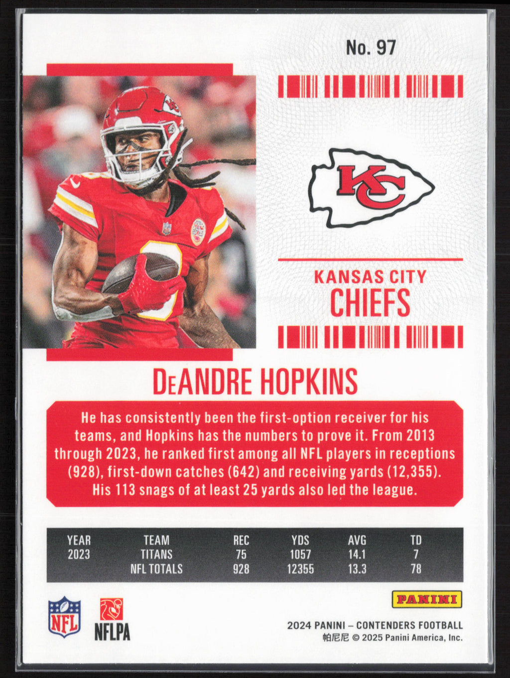 2024 Panini Contenders #97 DeAndre Hopkins Season Ticket Retail