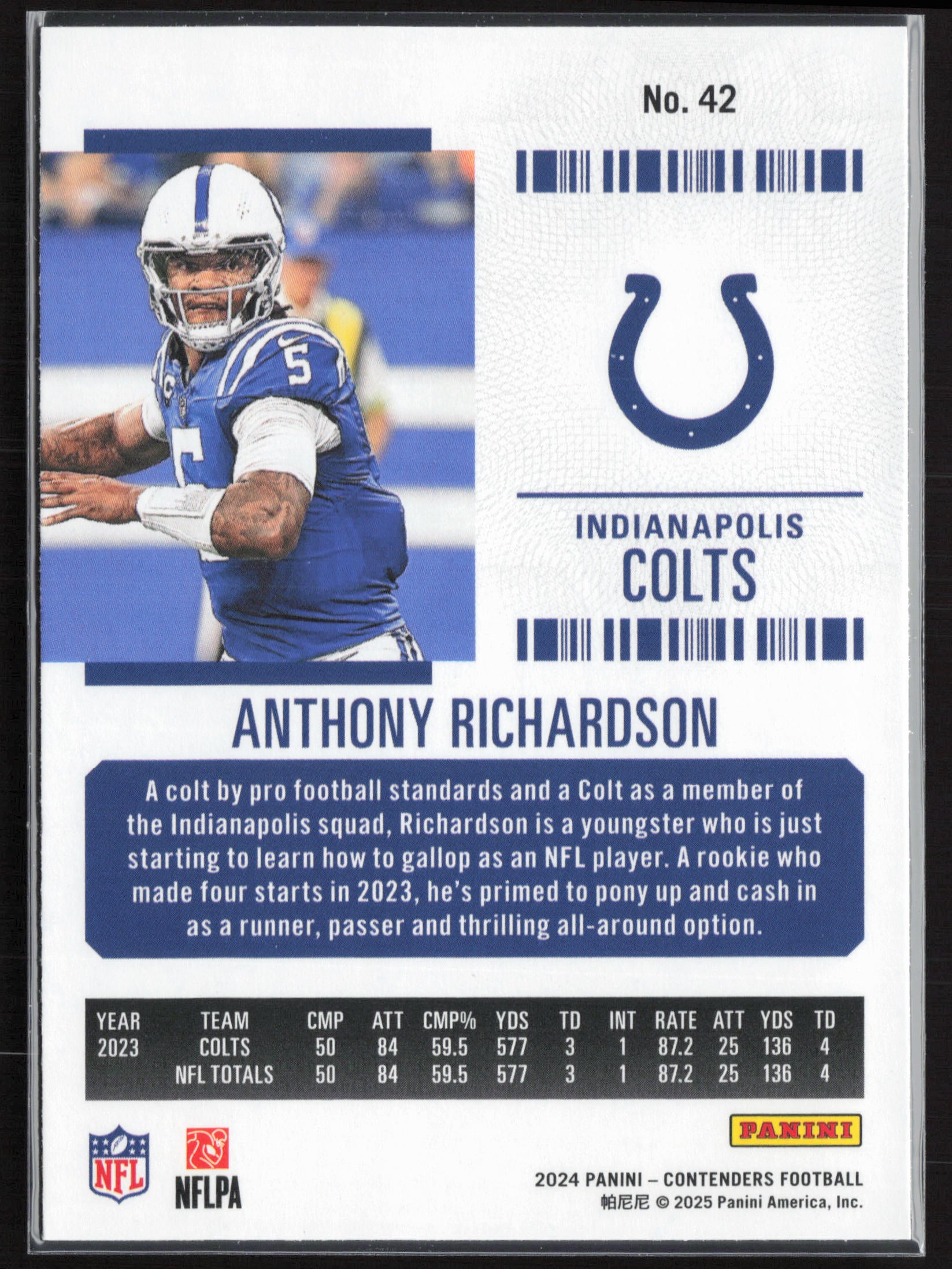 2024 Panini Contenders #42 Anthony Richardson Season Ticket Retail