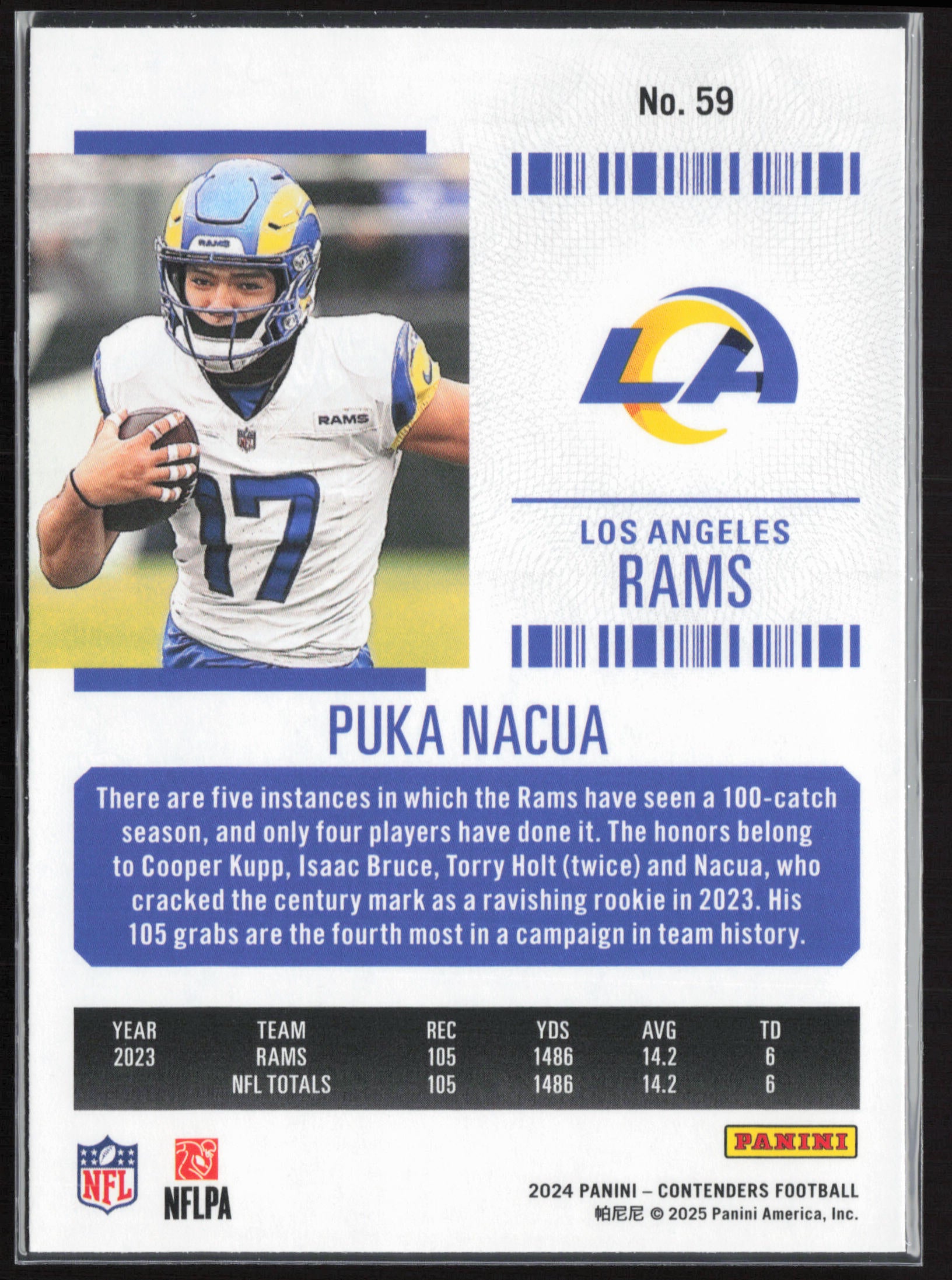 2024 Panini Contenders #59 Puka Nacua Season Ticket Retail