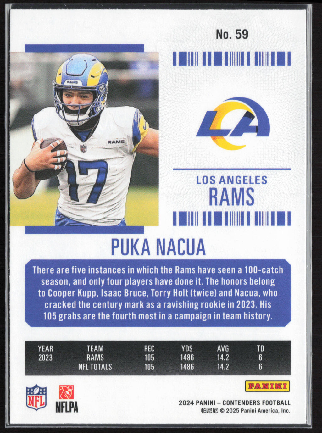 2024 Panini Contenders #59 Puka Nacua Season Ticket Retail