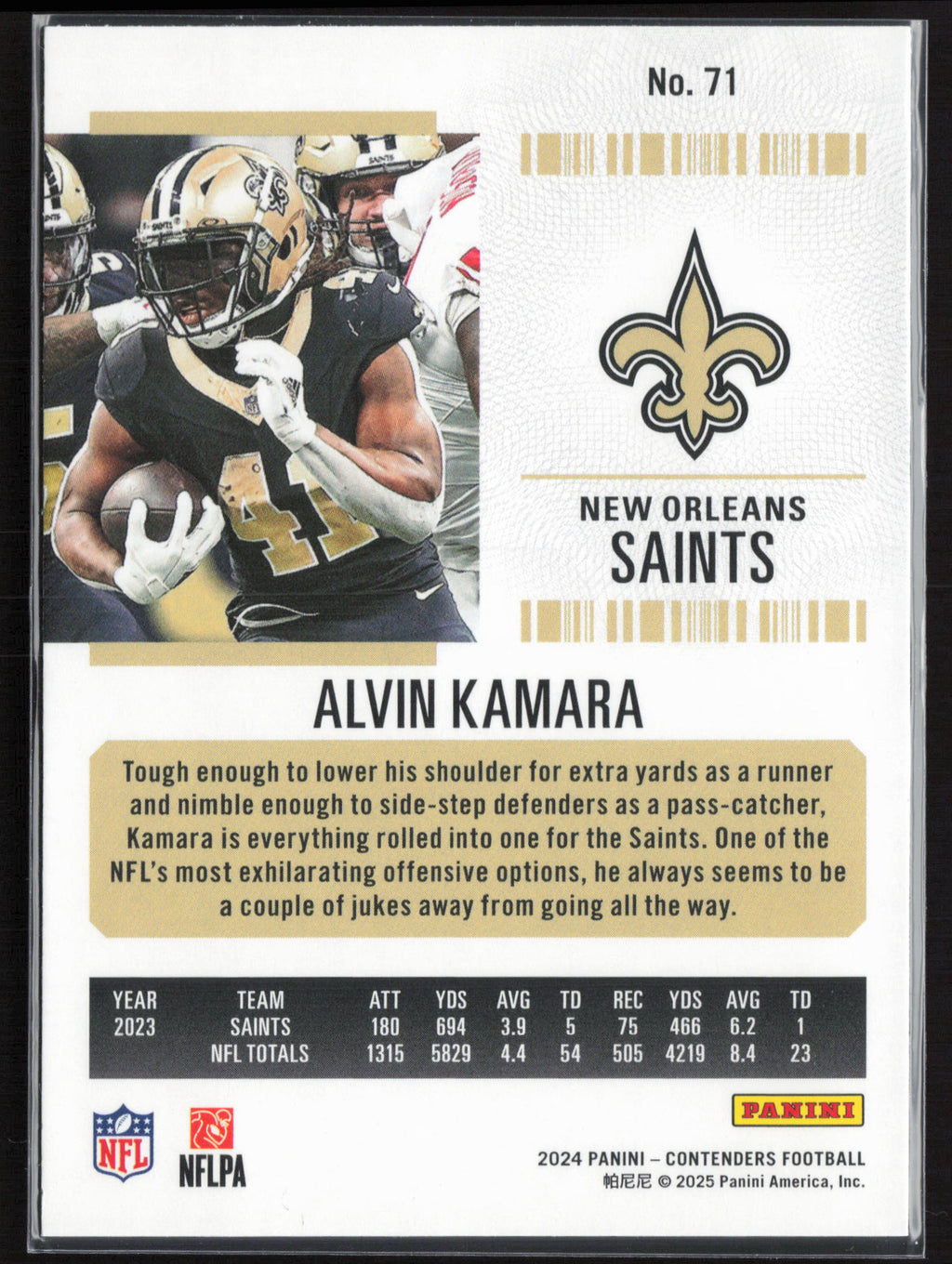 2024 Panini Contenders #71 Alvin Kamara Season Ticket Retail