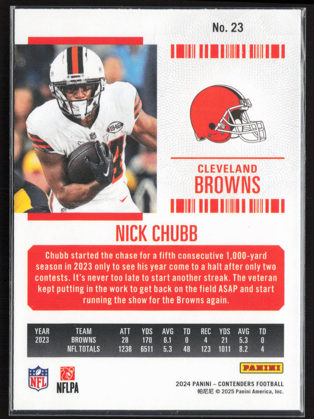 2024 Panini Contenders #23 Nick Chubb Season Ticket Retail
