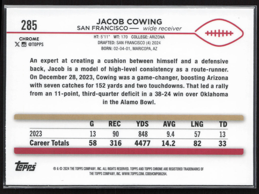 2024 Topps Chrome #285 Jacob Cowing