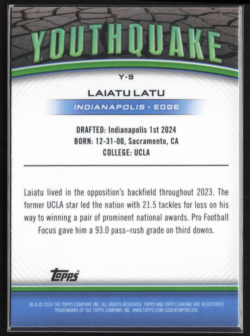 2024 Topps Chrome #Y-9 Laiatu Latu Youthquake Pink Refractor