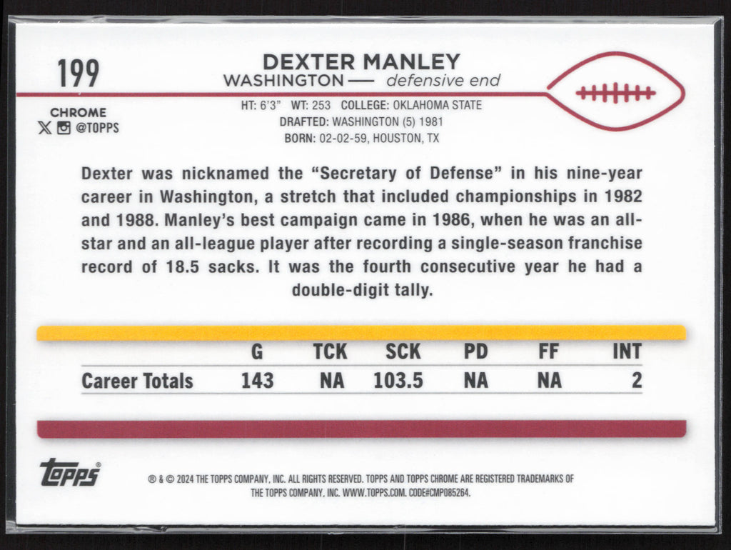 2024 Topps Chrome #199 Dexter Manley