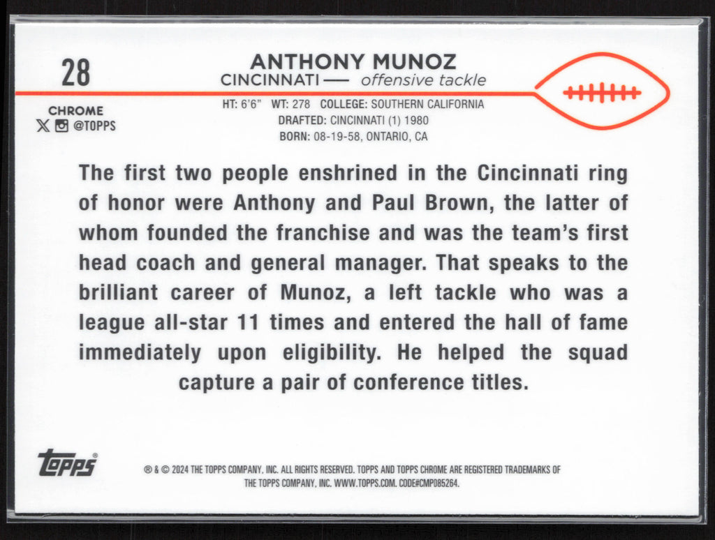 2024 Topps Chrome #28 Anthony Munoz