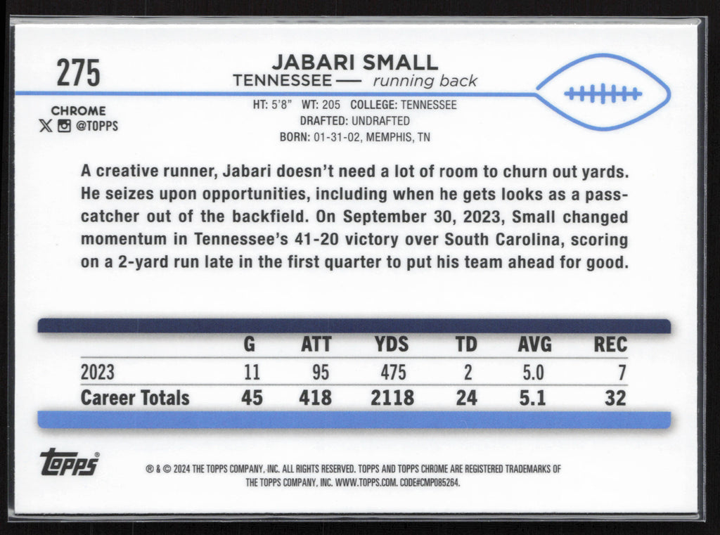 2024 Topps Chrome #275 Jabari Small