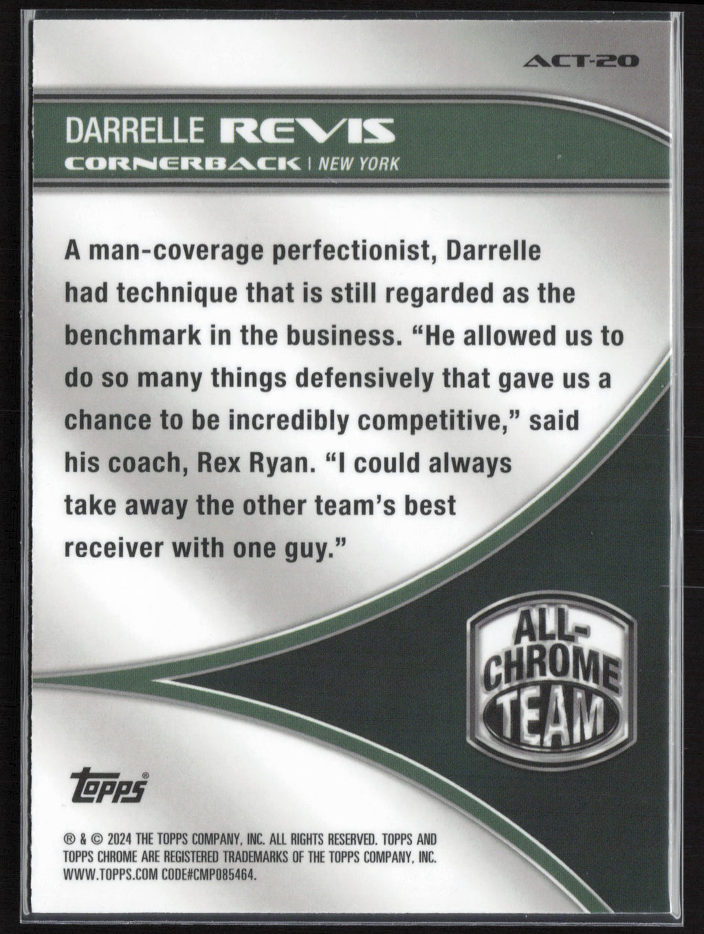 2024 Topps Chrome #ACT-20 Darrelle Revis All Chrome Team