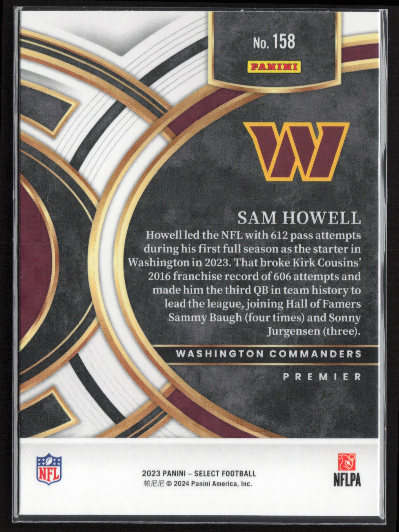 2023 Panini Select #158 Sam Howell